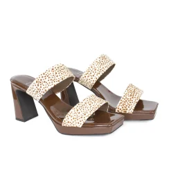 DANITY CREAM BROWN HAIRCALF/BROWN PATENT