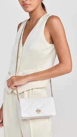 KIRA DIAMOND QUILT CHAIN WALLET BLANC