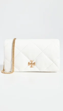 KIRA DIAMOND QUILT CHAIN WALLET BLANC
