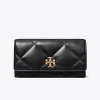 KIRA DIAMOND QUILT FLAP WALLET BLACK