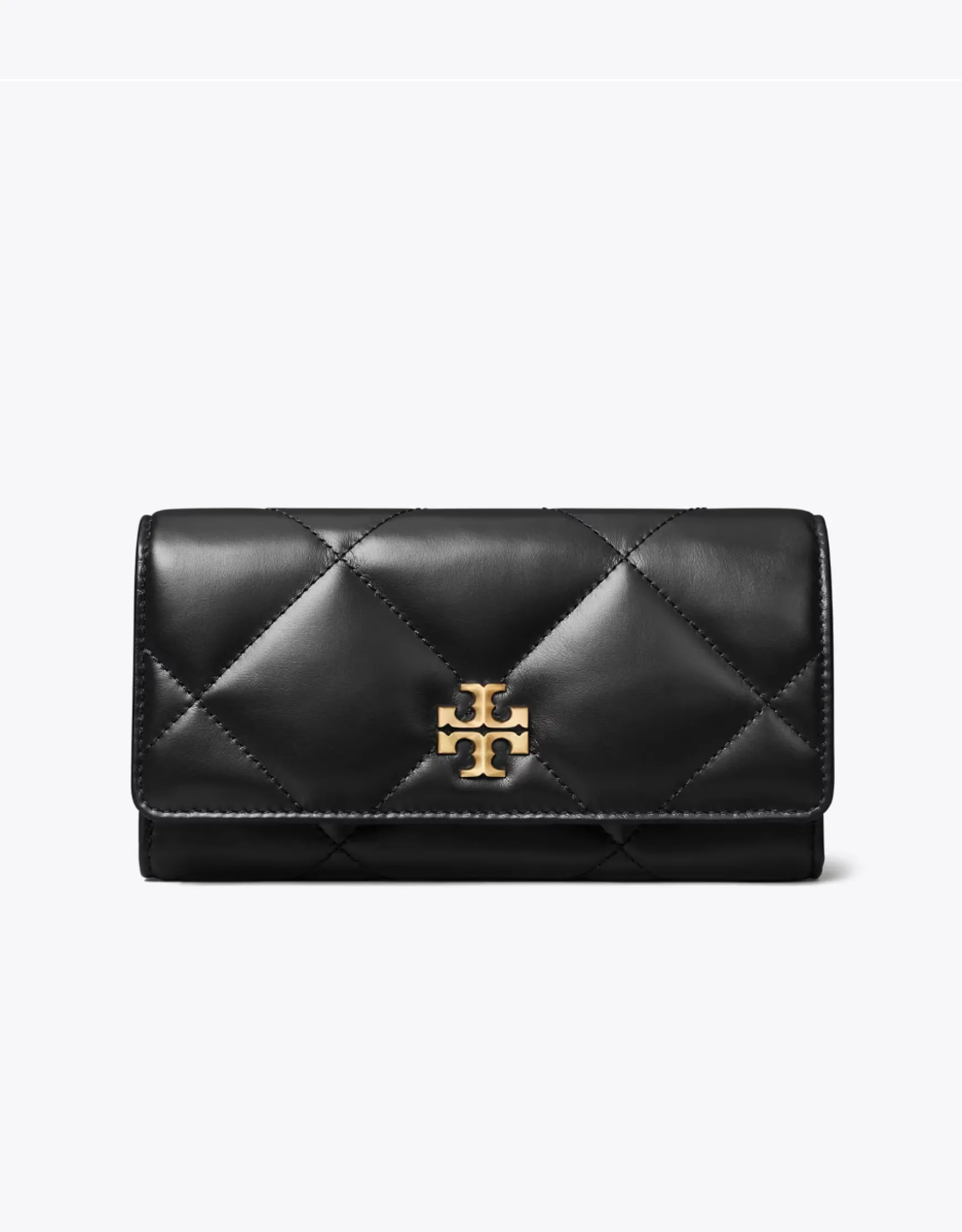 KIRA DIAMOND QUILT FLAP WALLET BLACK