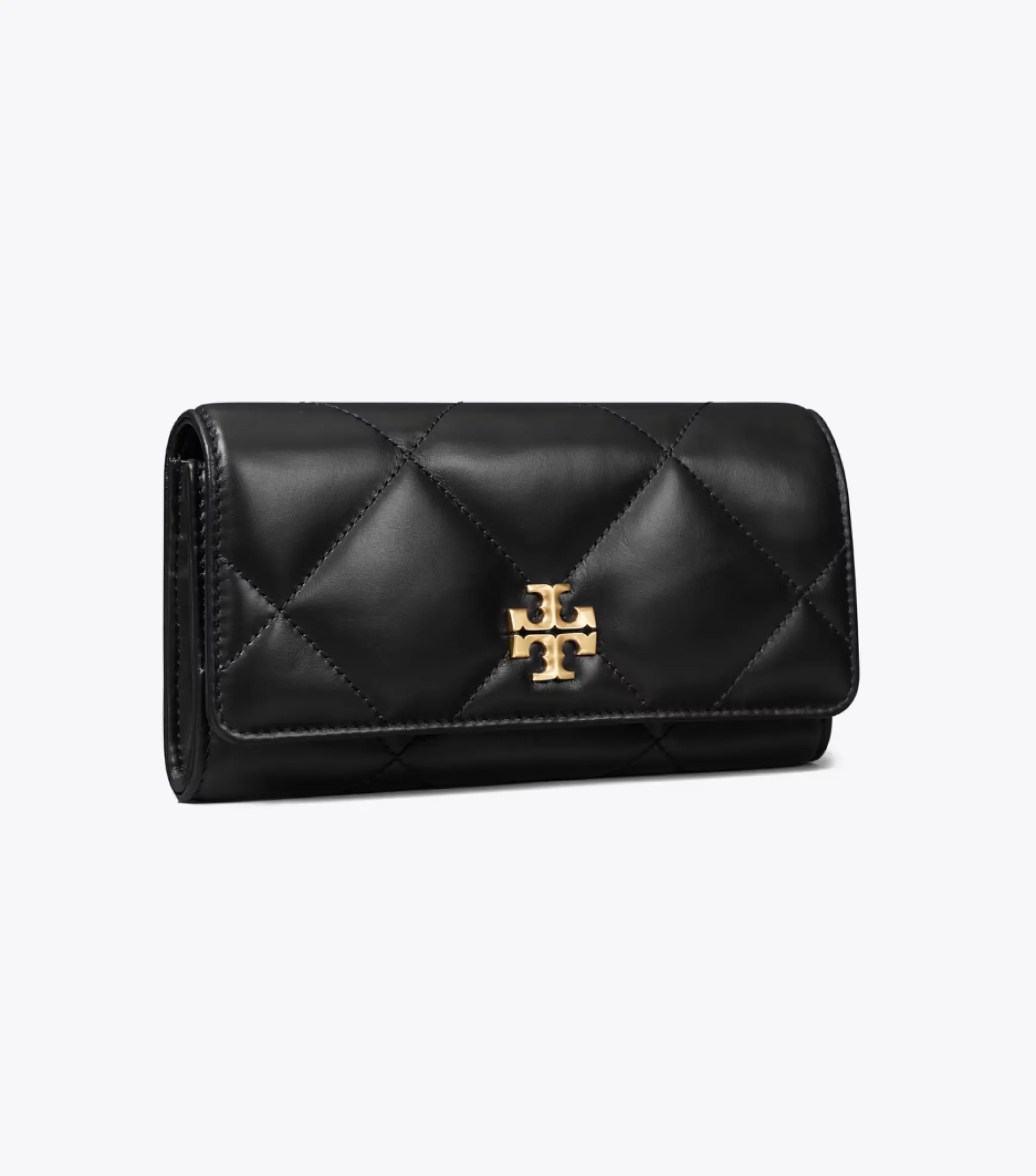 KIRA DIAMOND QUILT FLAP WALLET BLACK