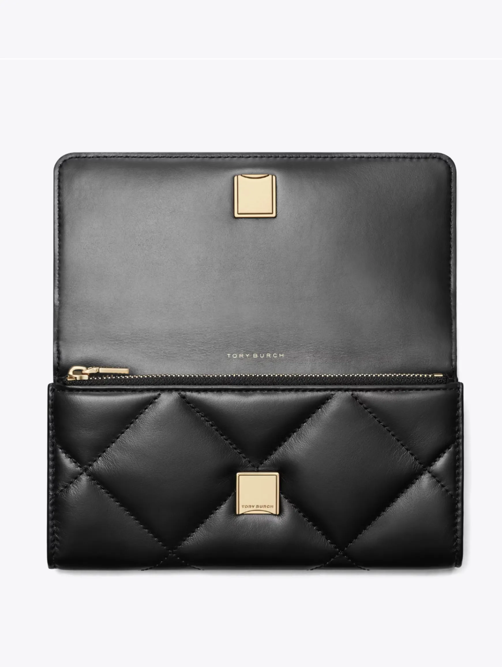 KIRA DIAMOND QUILT FLAP WALLET BLACK