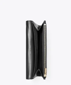 KIRA DIAMOND QUILT FLAP WALLET BLACK