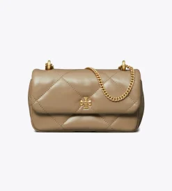 KIRA DIAMOND QUILTED MINI FLAP TAUPE OAK
