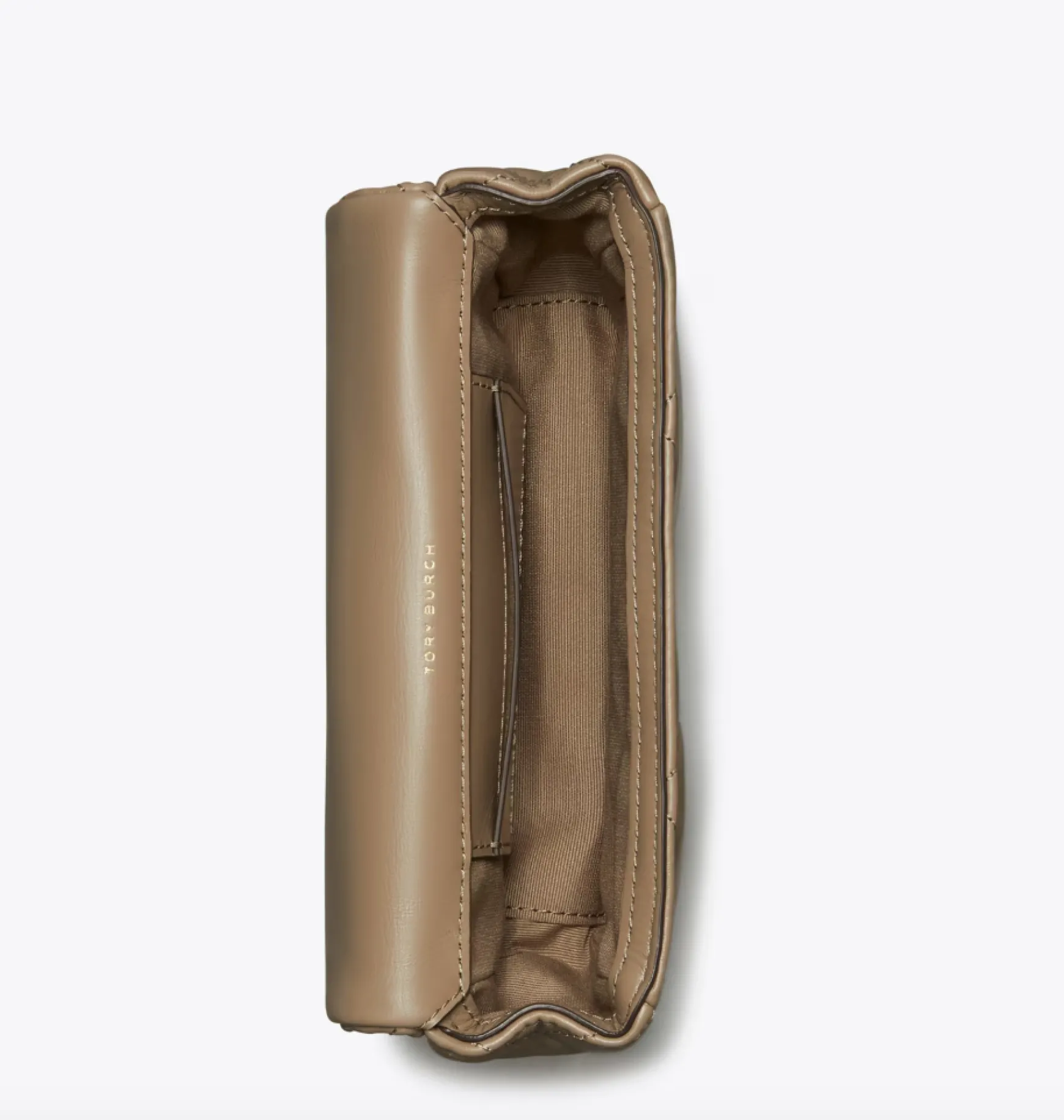 KIRA DIAMOND QUILTED MINI FLAP TAUPE OAK