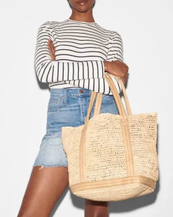 RAFFIA MEDIUM TOTE CAMEL