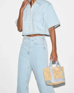 RAFFIA MINI TOTE CHAMBRAY
