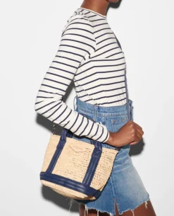 RAFFIA MINI TOTE NAVY