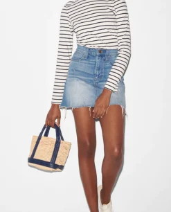 RAFFIA MINI TOTE NAVY