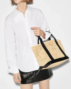 RAFFIA SMALL TOTE BLACK LACQUER