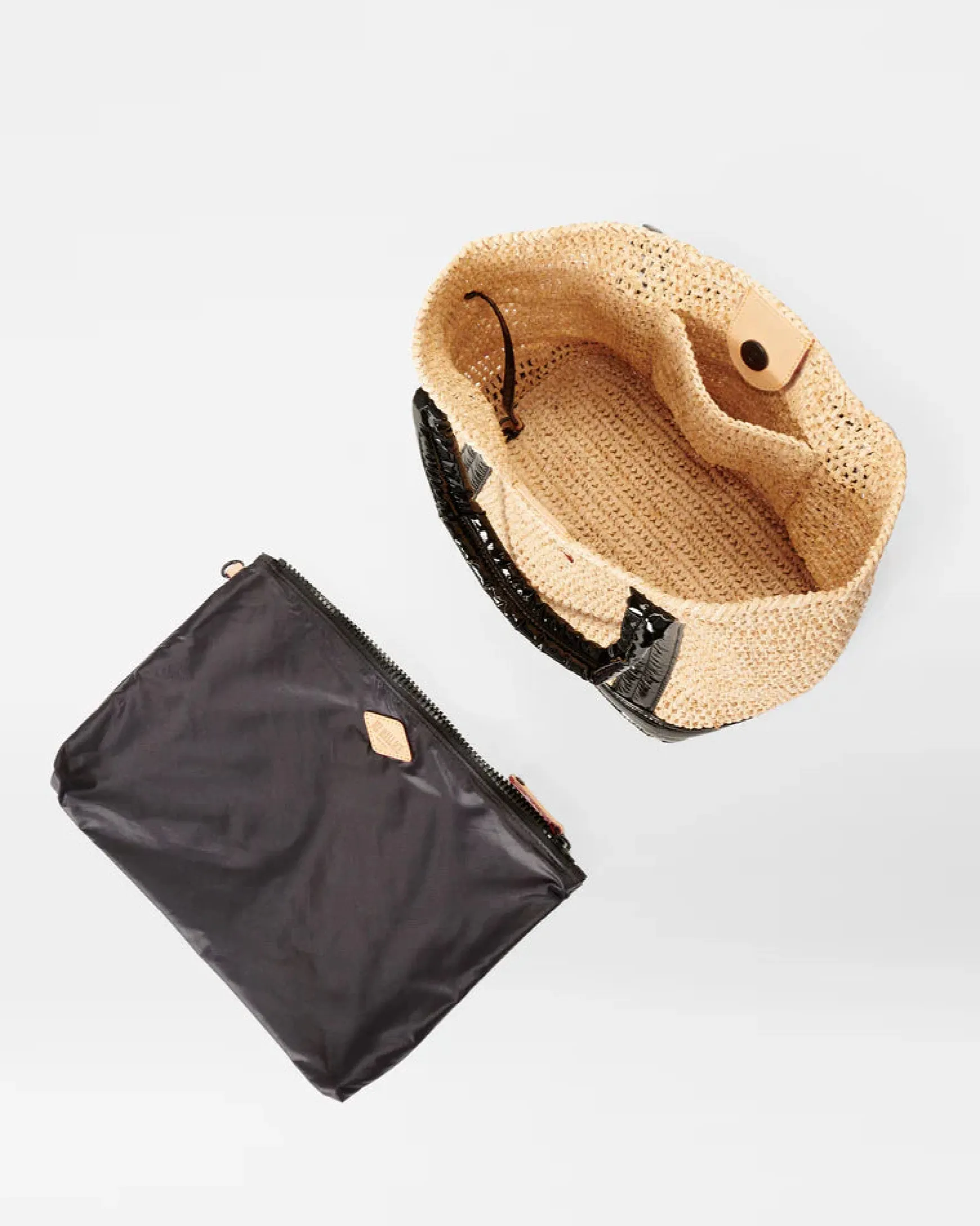 RAFFIA SMALL TOTE BLACK LACQUER