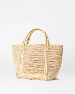 RAFFIA SMALL TOTE LT GOLD W/SEQUINS