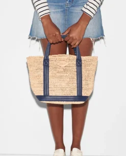 RAFFIA SMALL TOTE NAVY