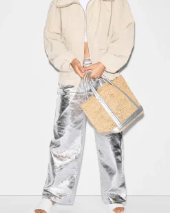 RAFFIA SMALL TOTE SILVER