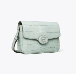 ROBINSON CROC-EMBOSSED SHOULDER BAG CELADON BLUE