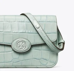ROBINSON CROC-EMBOSSED SHOULDER BAG CELADON BLUE
