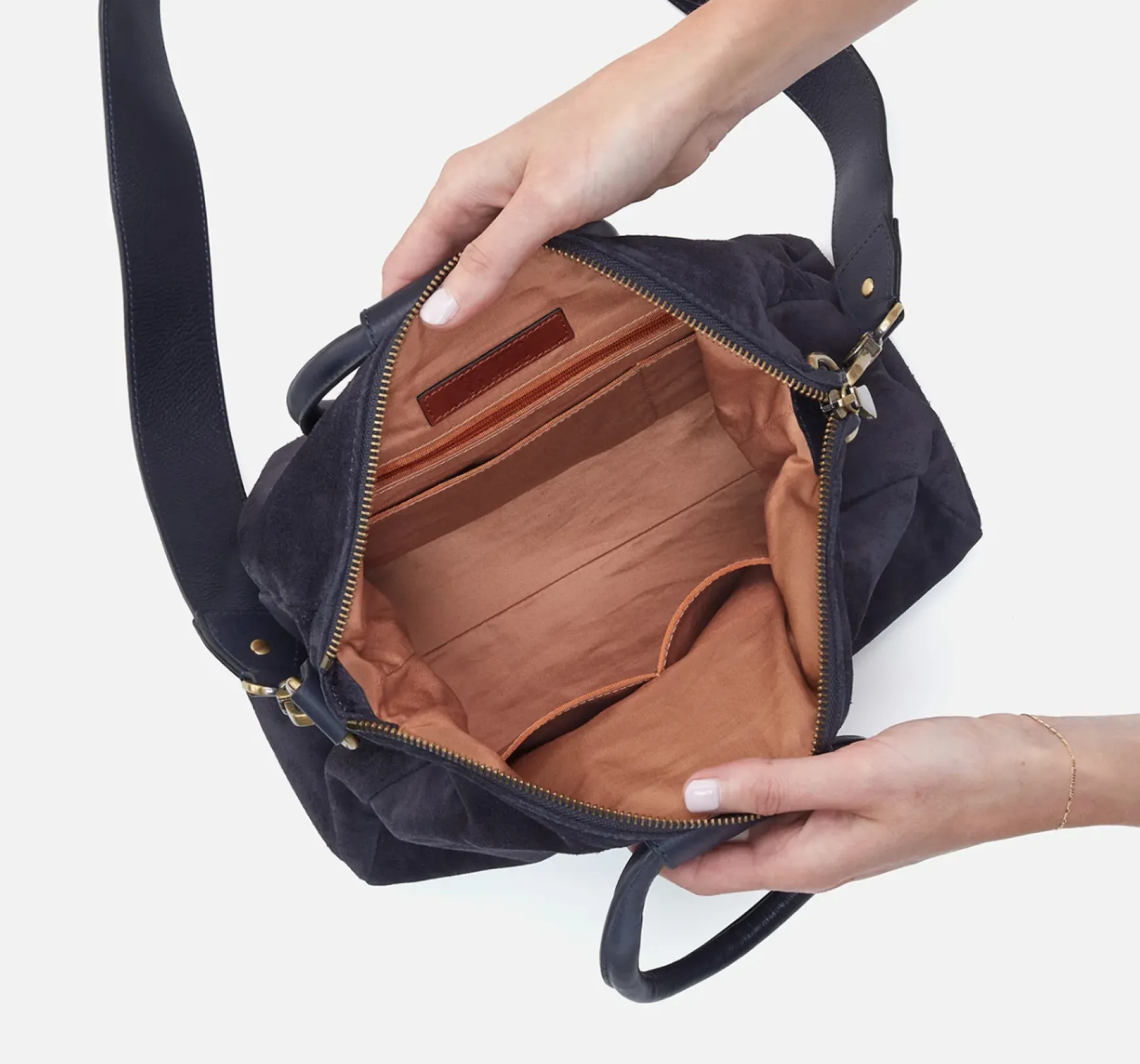 SHEILA MEDIUM SATCHEL NAVY SUEDE