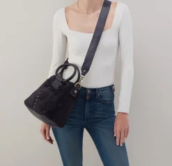 SHEILA MEDIUM SATCHEL NAVY SUEDE